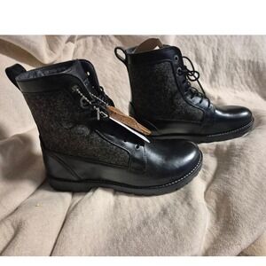 Birkenstock Black Lace Up Boots Wool Blend Ankle Boots eu 36